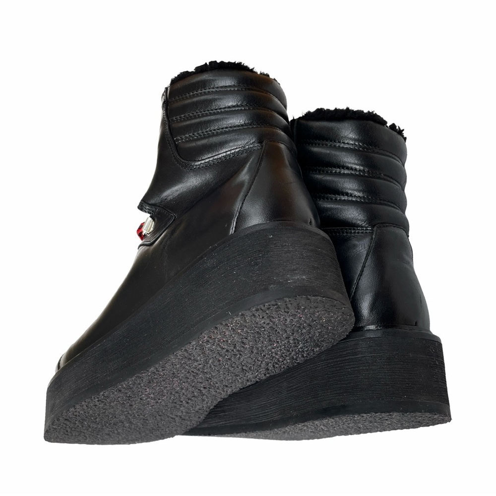 ALLSAINTS Fae Lace-Up Winter Hiker Boots, Black Leather, Red Laces, Wedge, EU 38 - Picture 8 of 10